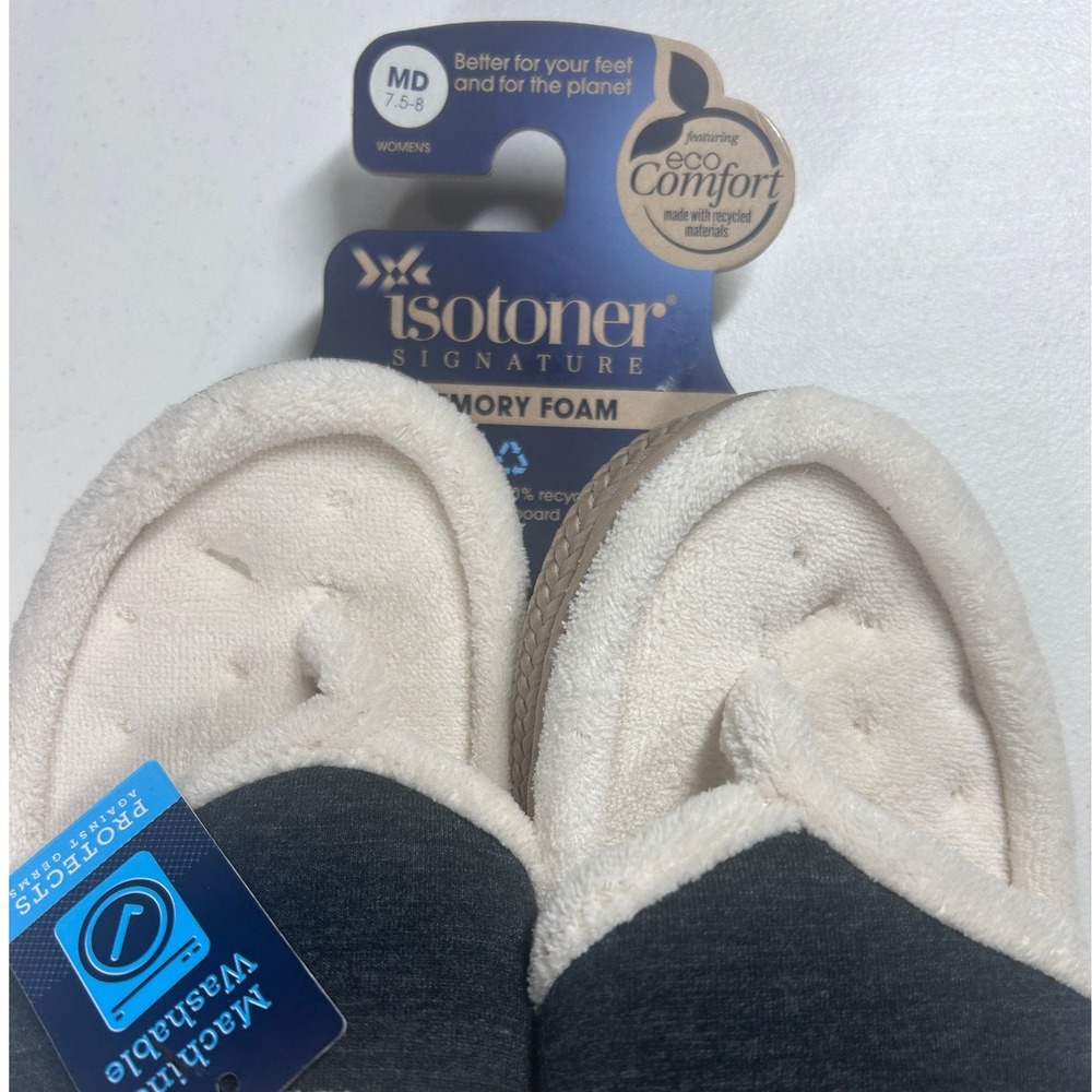 Isotoner Signature Memory Foam Slippers Womens 7.5-8 MD Machine Washable NEW - Picture 3 of 7